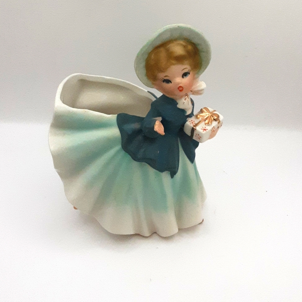 Vintage Inarco Japan E-2447 Porcelain Lady Planter 5.5" X 5"